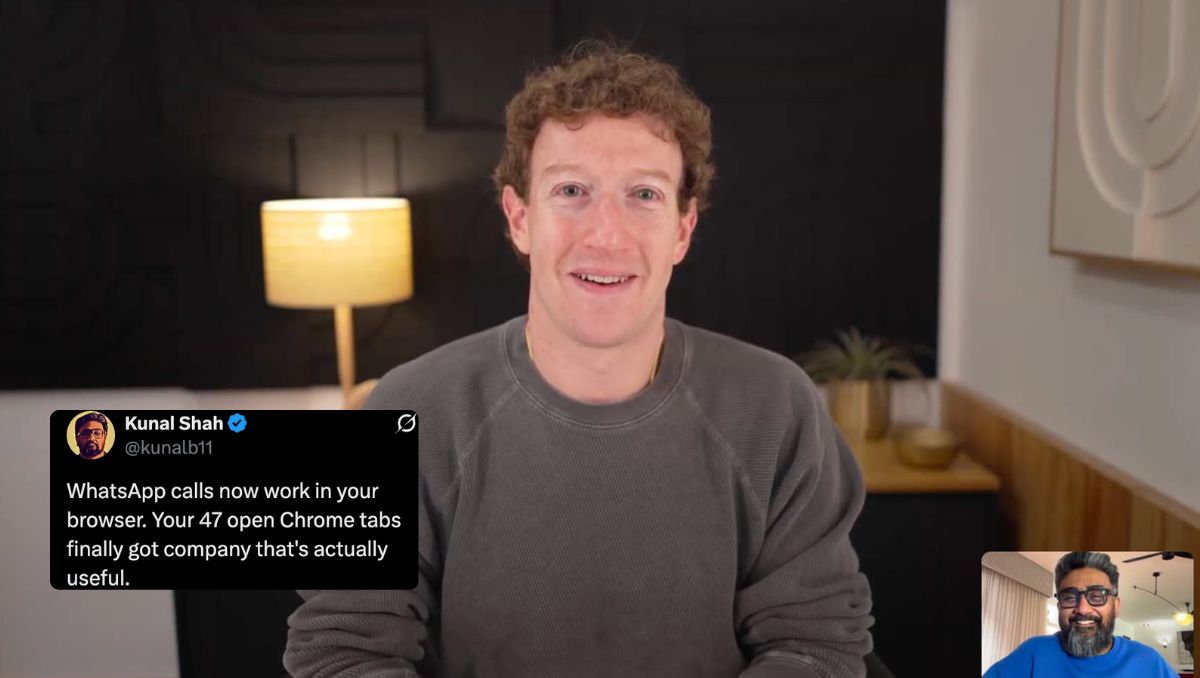 Kunal Shah Shares WhatsApp Browser Call With Mark Zuckerberg To Offer A Sneak Peak At The New Feature